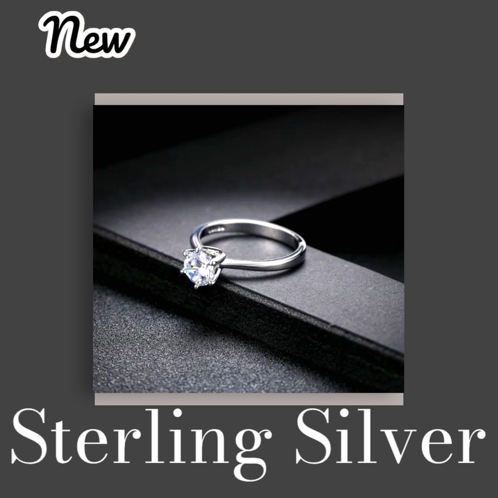 New Exclusively Fancy Solitaire Cut Sterling Silver .925 AAA CZ Ring Size 7